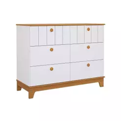 Cômoda Infantil Biscoito c/ 6 Gavetas Branco/Nature - Permóbili Baby