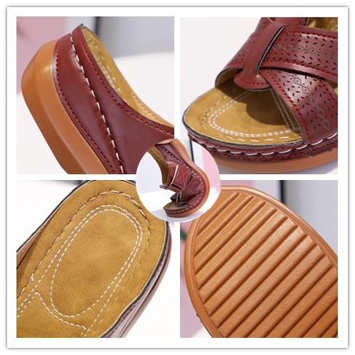 Sandálias Femininas de Moda Retro Romana com Salto Anabela Antiderrapantes YL18...