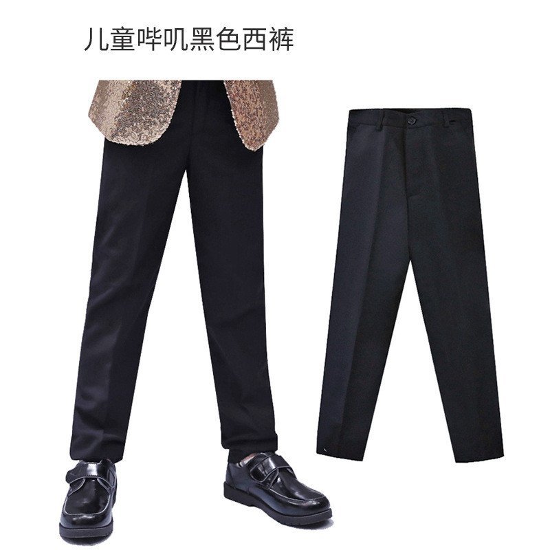 Calças pretas infantis, calças sociais para meninos, calças de uniforme escolar, calças de performance para crianças mai