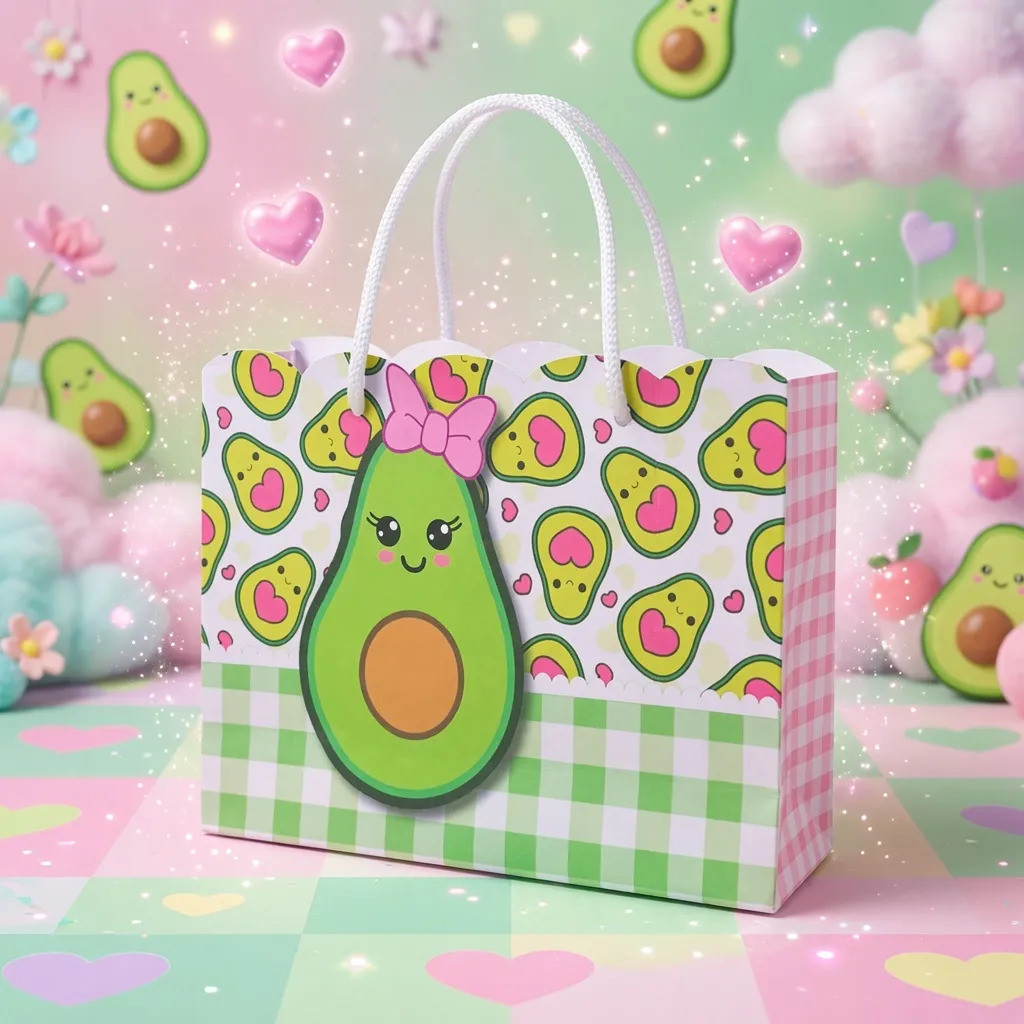 Kit Sacolinhas Abacate Cute 20x15x6 Lembrancinha Teen