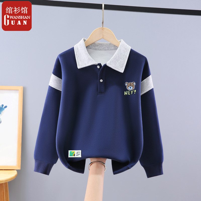Moletom para meninos 2026 novo estilo roupas de primavera crianças meninos chumbo camisa POLO de manga comprida camiseta