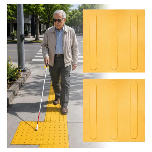 Kit 32 Piso Placa Tátil Alerta Direcional PVC 25x25cm Emborrachado Acessibilidade NBR9050 Flexível