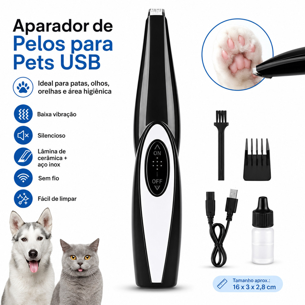 Máquina de Tosa para Pata Olhos Orelha Pet Cão Gato Profissional Sem Dor