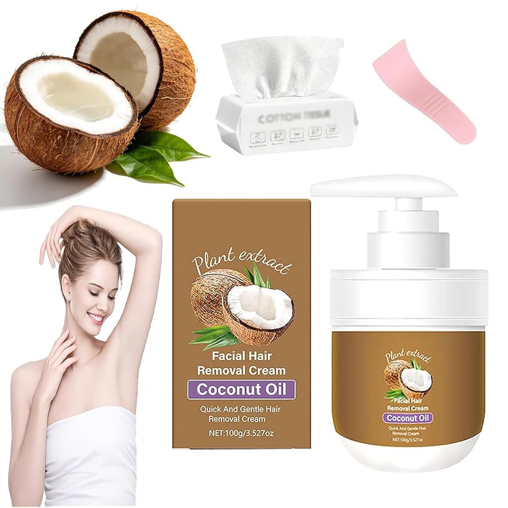 Removedor de Pelos Faciais com Óleo de Coco, Remoção de Pelos Faciais, Remoção de Pelos Sem Dor, Adequado para Todos os
