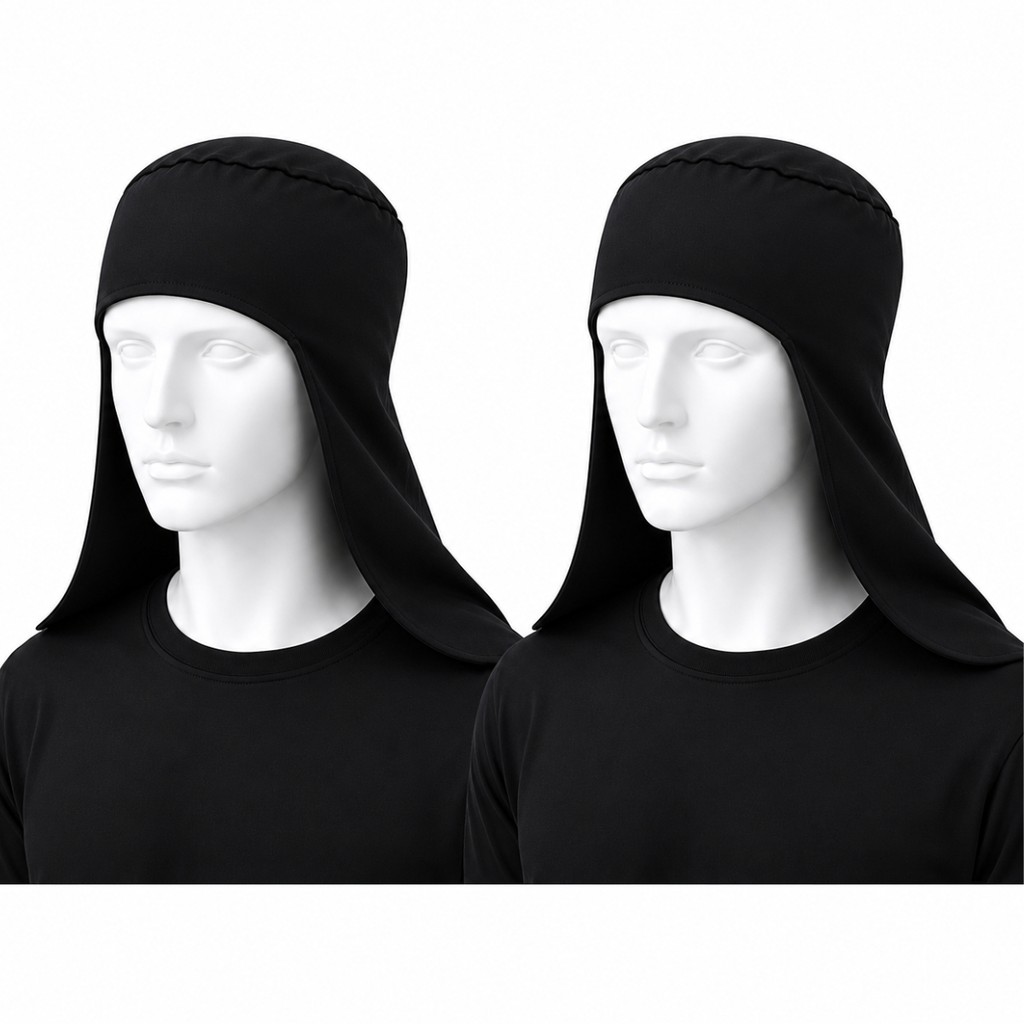 Kit 2 Touca Soldador Árabe Aberta Capuz Brim Preto Proteção Cabeça Trabalho Sol Colheita Canavieiro