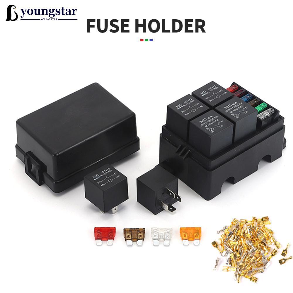 YOUNGSTAR 4 Suporte De Relé Combinação Gratuita Automóvel Para Carro Caminhão 6Way Fusível Titular Circuito Padrão 12V 2