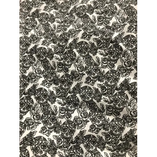 Tecido Tricoline Caveira Mexicana 100% Algodão Mascaras Preto