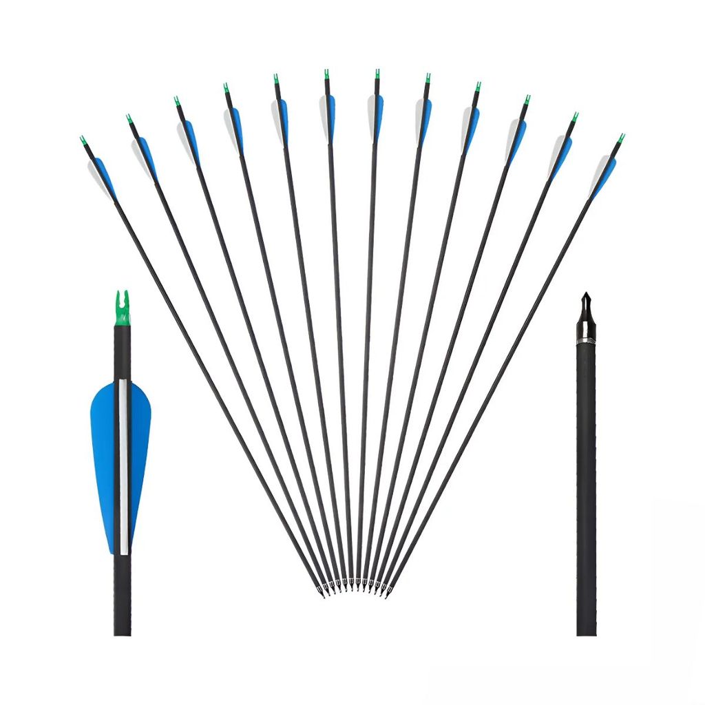 Kit 12 Flechas De Fibra De Vidro Para Arco E Flecha