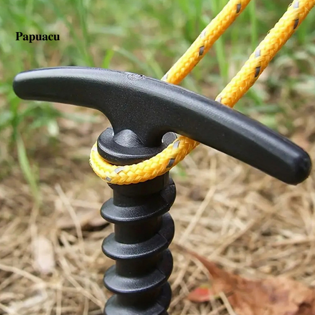 Quick Setup Tent Stakes 10pcs Heavy Duty Plastic T-shaped Spiral Ground Pegs for Camping Hiking Garden Canopy Windproof
