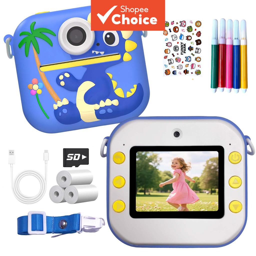 Câmera Instantânea para Crianças, Impressora Fotográfica Recarregável, Brinquedo Leve de Mão para Uso em Viagens ao Ar