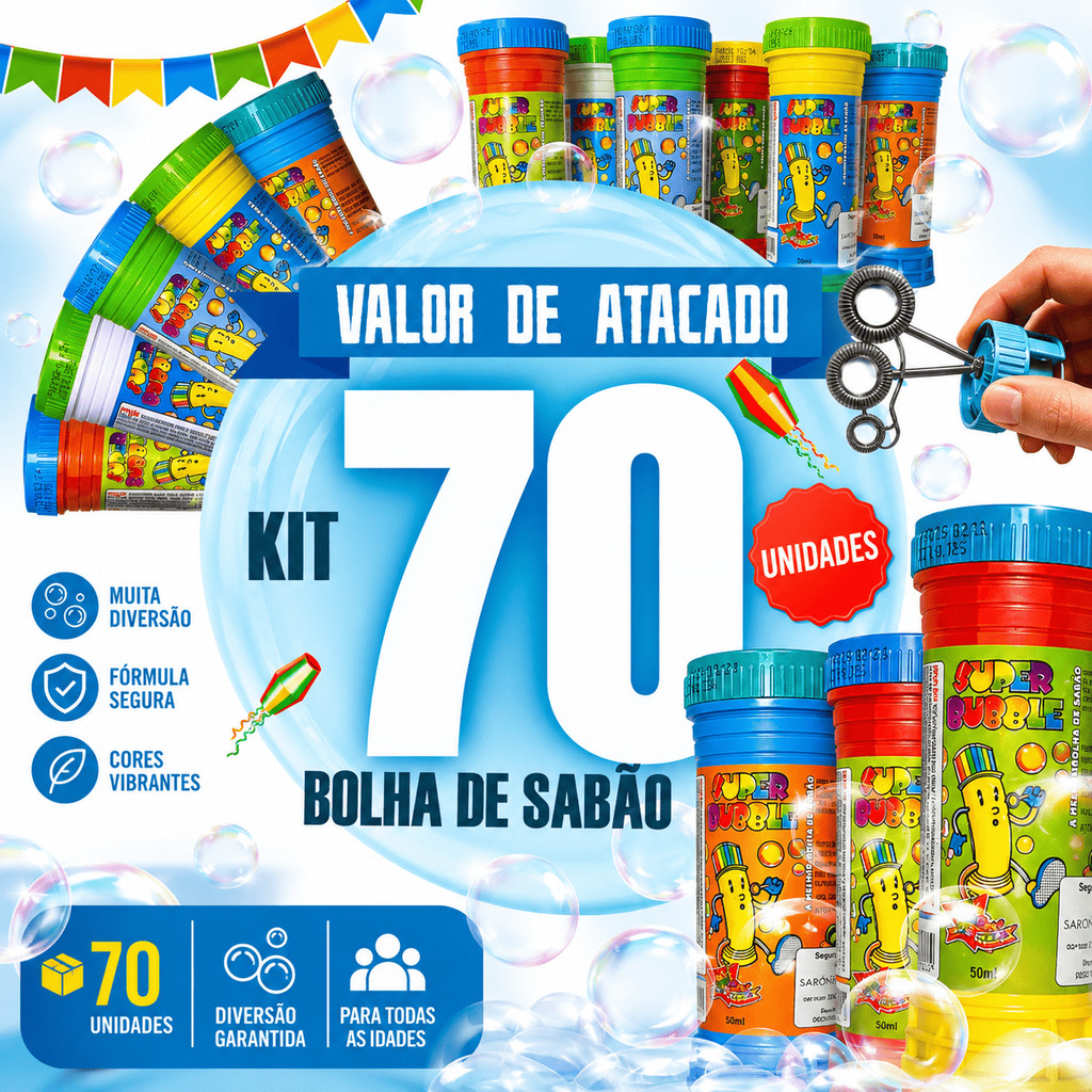 Kit 70 Bolha De Sabão Lembrancinha Bolhinha Atacado Kit Festa Prenda Junina Bolinha Criança