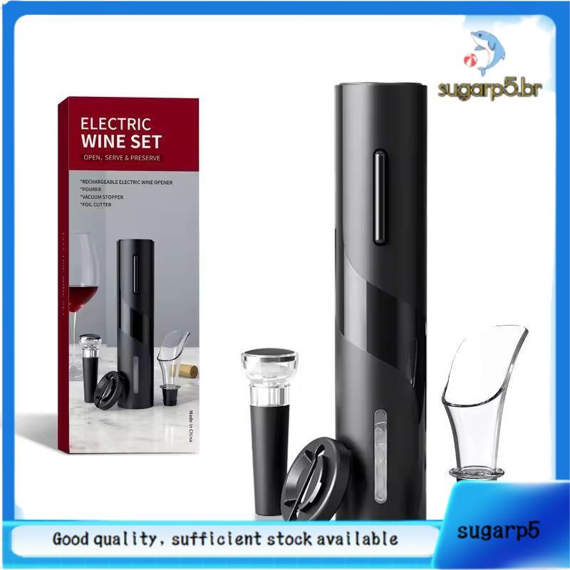 Conjunto Elétrico De Abridor De Vinho Automático Em Caixa De Presente Incluída De Cortiça De Aço Inoxidável Com Base De
