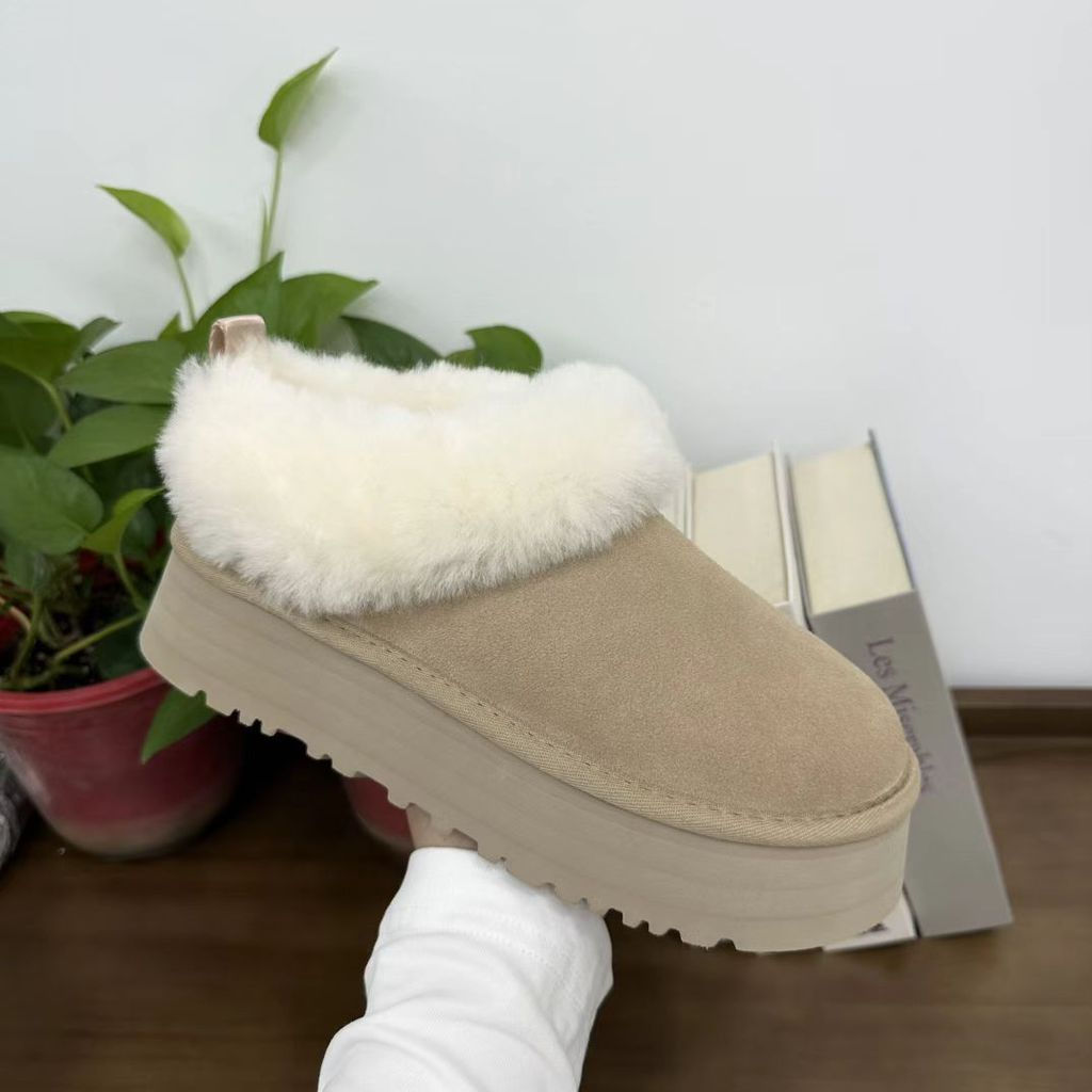 Botas casuais de cano baixo com salto anabela no atacado, novas botas de neve femininas em formato U, calçado de inverno