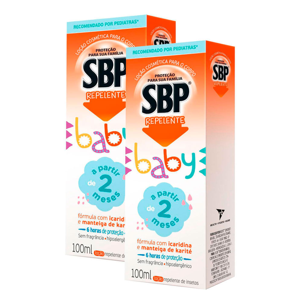 Kit 2 Repelente SBP Baby Loção Corporal com Icaridina 100ml