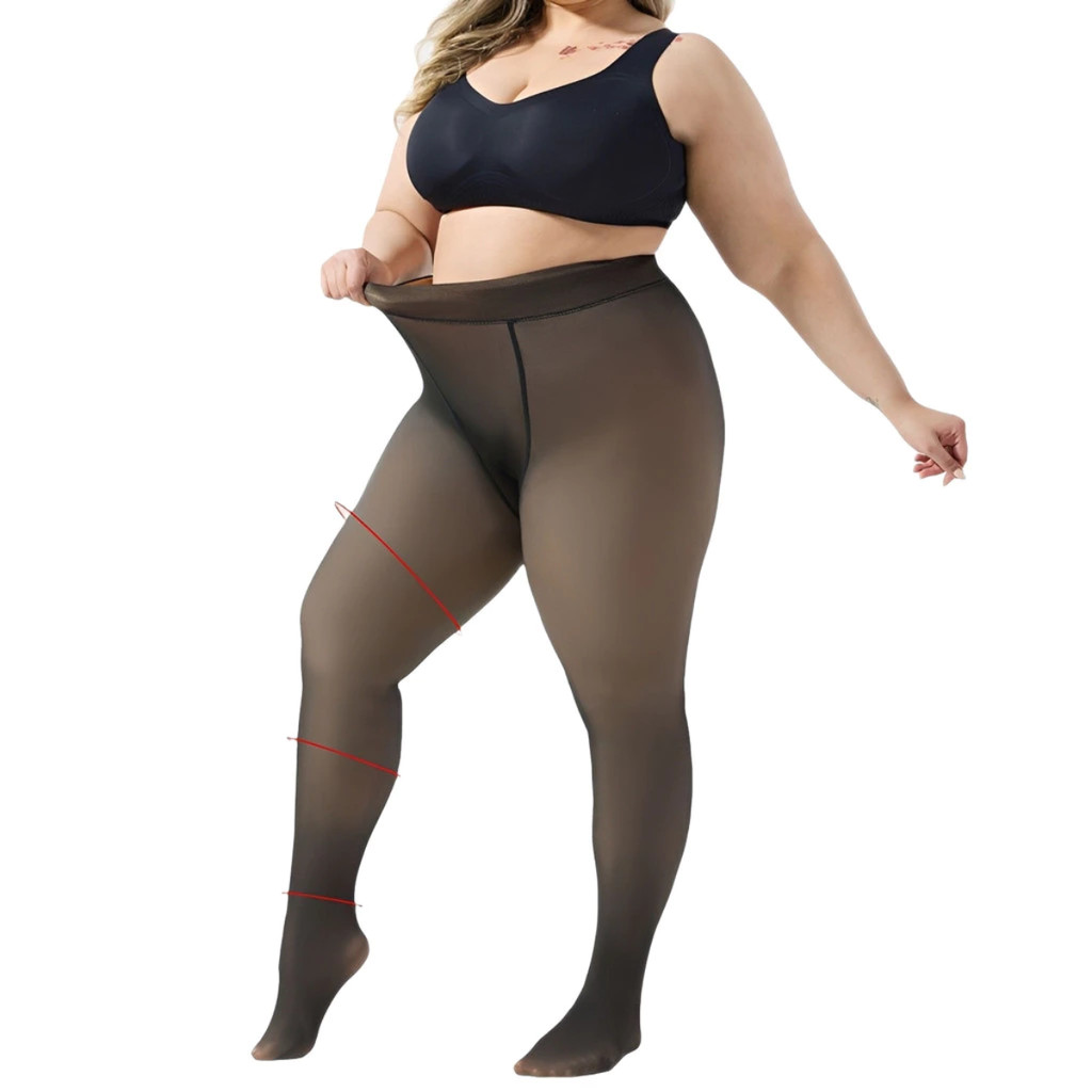 Meia Calça Plus Size Flanelada Peluciada De Lã - G1 a G3