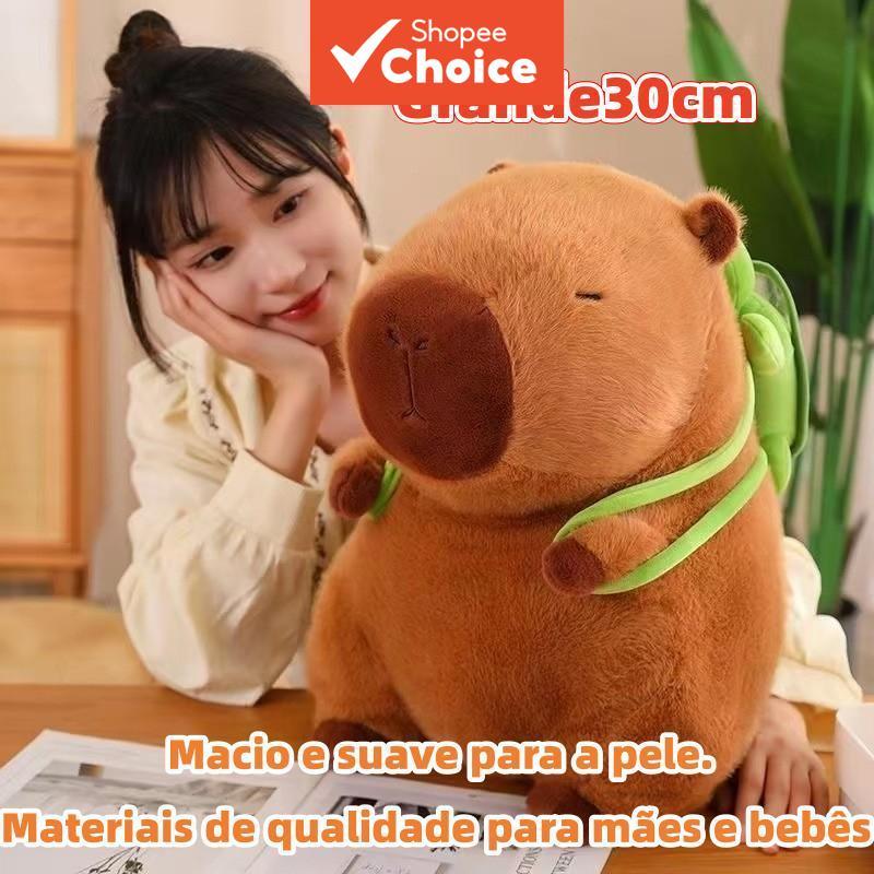  Brinquedo de Pelúcia de Capivara Fofo com Mochila de Tartaruga – 20CM 30CM Super Macio Presente para Crianças