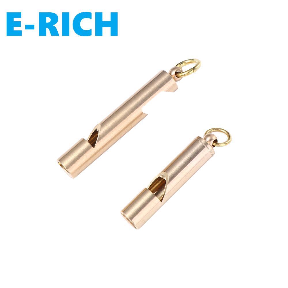 ERICH1 Apito De Latão Retrô Vintage Mini Equipamento Pingente Ferramenta EDC Puro À Prova D'água Árbitro Artesanal