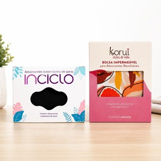 Kit Absorvente Sustentável Reutilizável De Pano + Bolsa Impermeável Ecológica Lavável Confortável Feminina