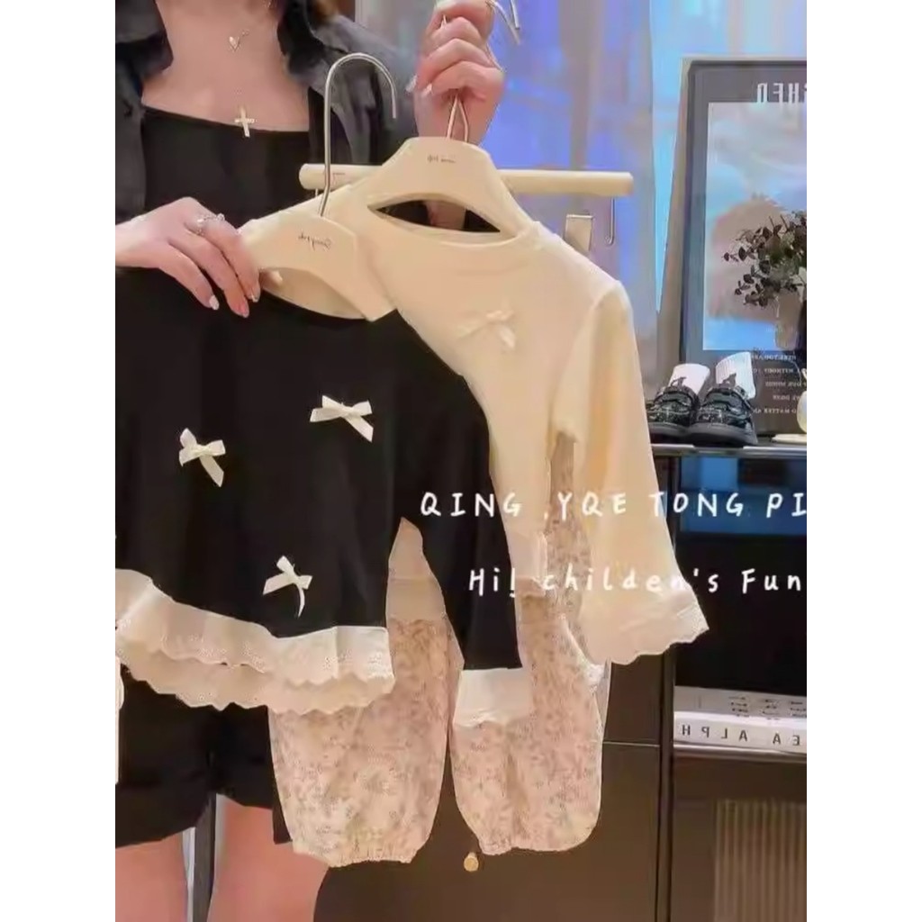 Feminino. crianças roupas de outono laço arco manga comprida camiseta bebê menina primavera outono estilo moda camisa de