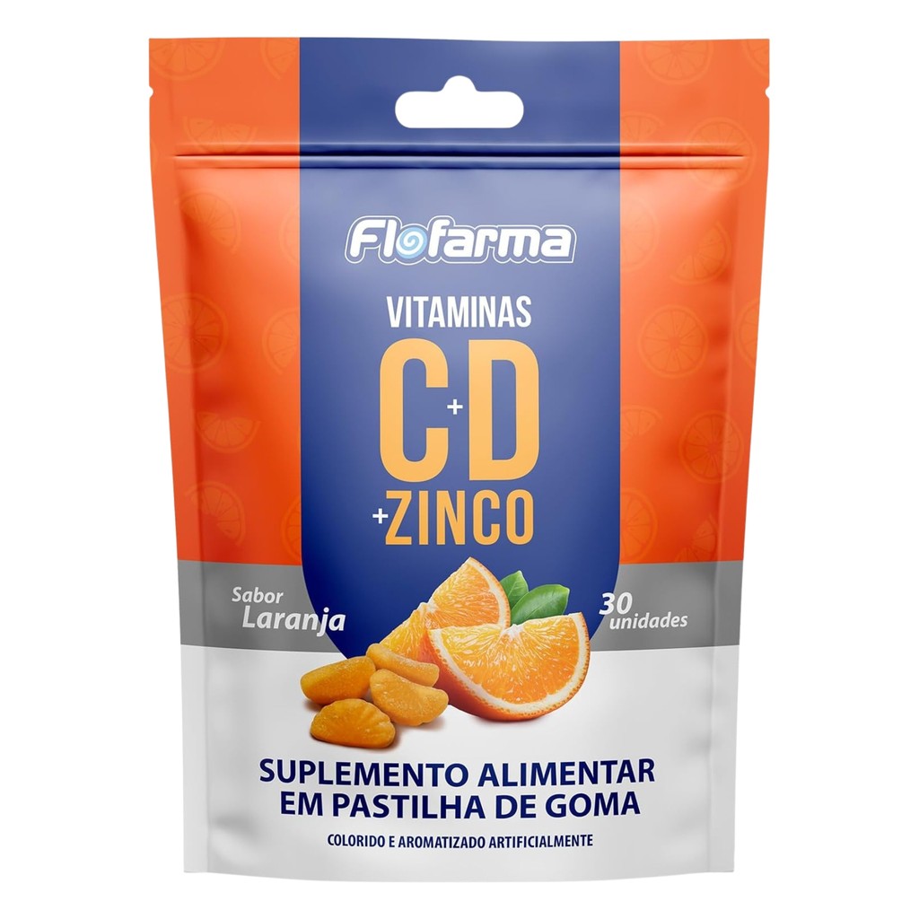 FloFarma Vitaminas C, D e Zinco 30 gomas Sabor Laranja