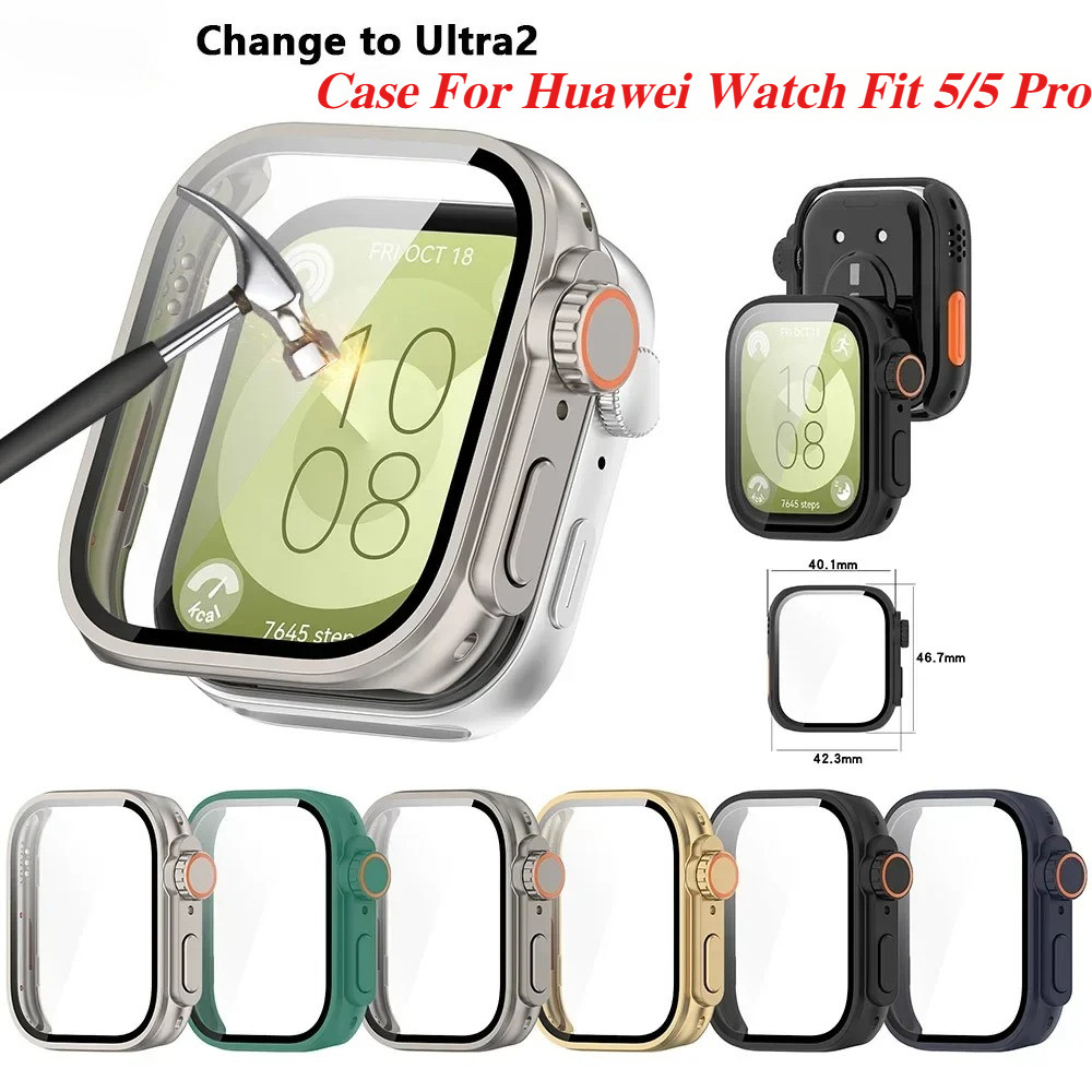 Mudar Para Ultra Protetor De Tela PC Caso + Vidro Huawei Watch Fit 5 Pro Acessórios