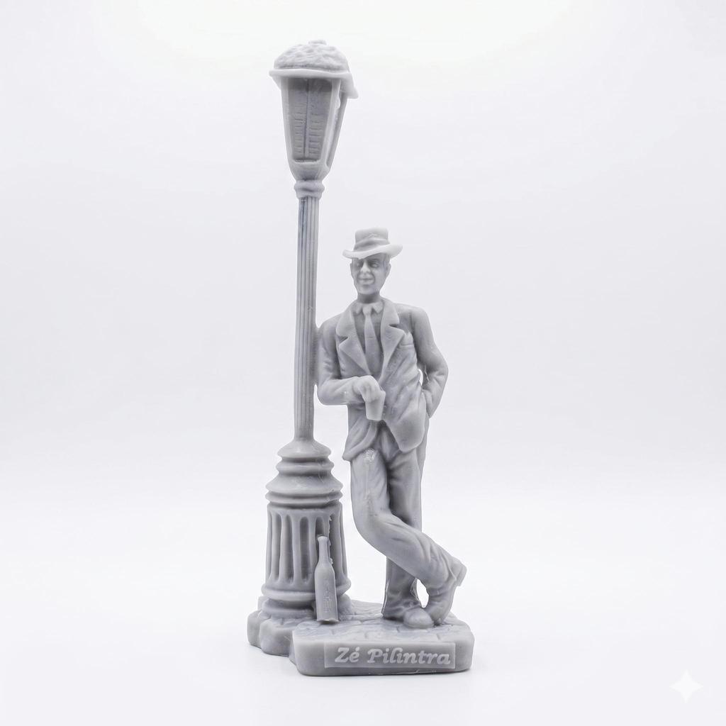 Estátua Imagem Zé Pilintra Detalhes Poste Para pintar 22 cm