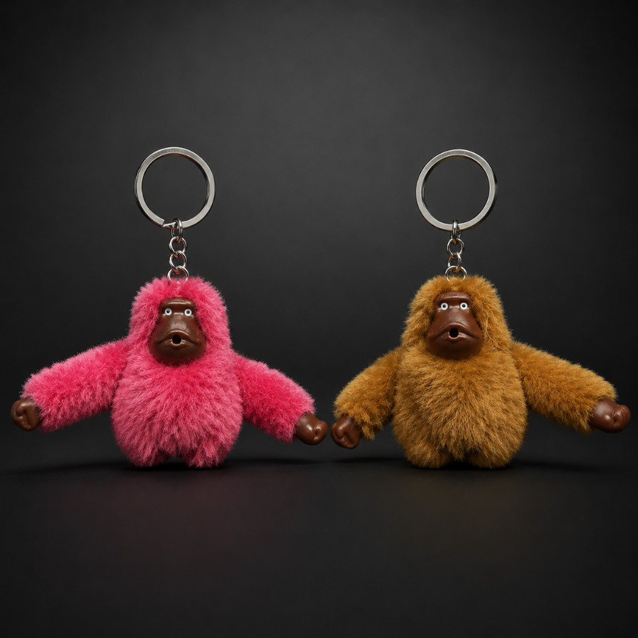 Chaveiro Macaco Pelúcia Fofo Com Sino Chaveiro Criativo Mochila Bolsa Decoração
