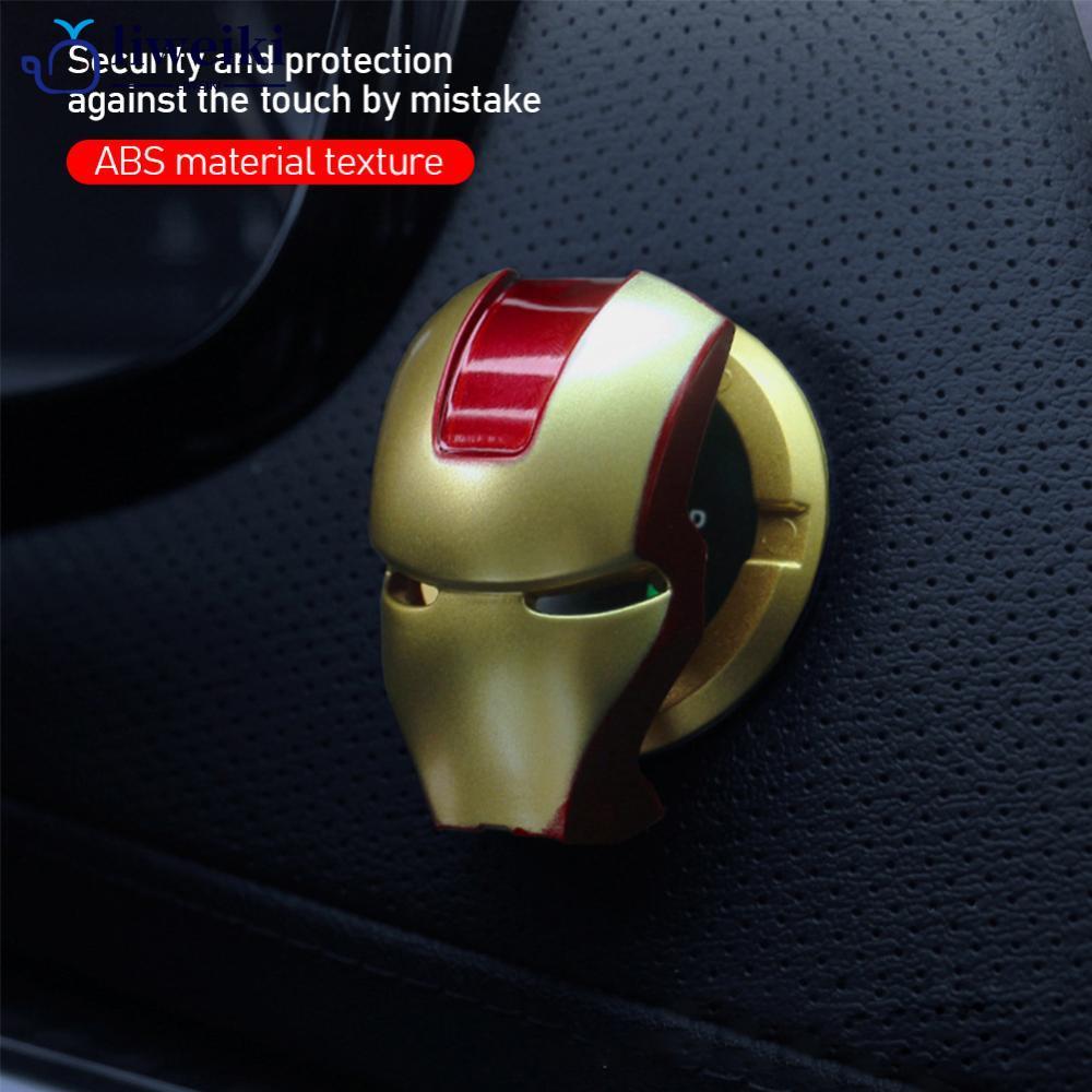 LIWEIKI Interior Do Carro Botão De Parada Ignição Motor Capa Protetora Homem Ferro Decoração Adesivo Acessórios Interior