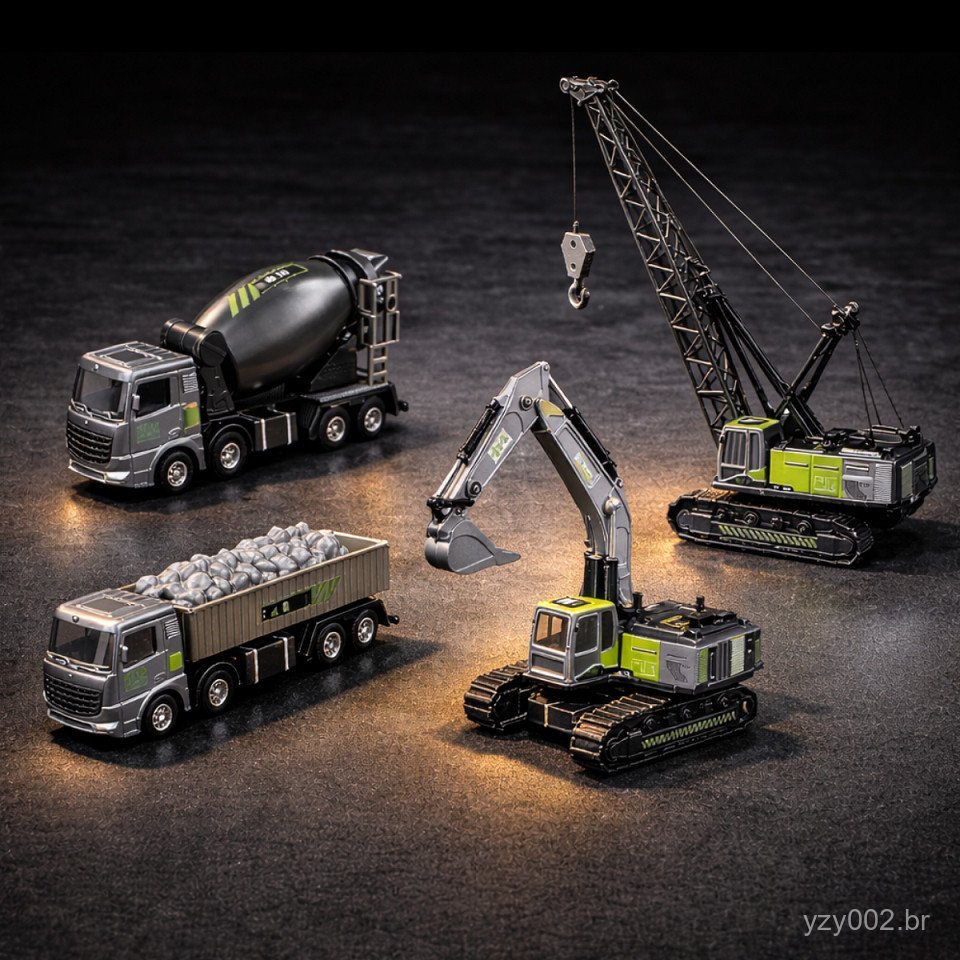 Kit de Construção de Veículos de Metal para Crianças: Caminhão, Trator, Guindaste, Carros de Metal