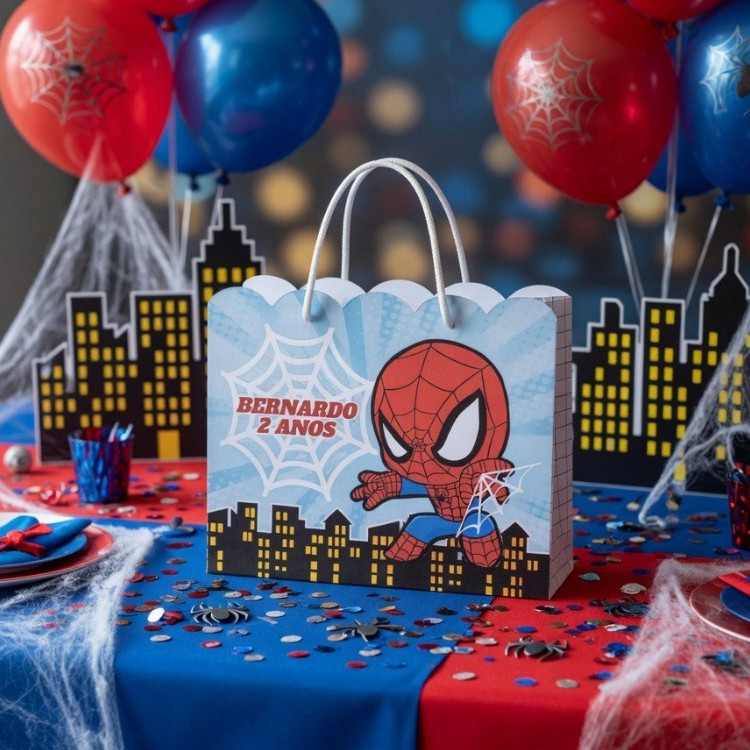 Sacolinhas Aniversário Personalizadas Festa Homem Aranha Baby (20x15x5cm) Envio Rápido