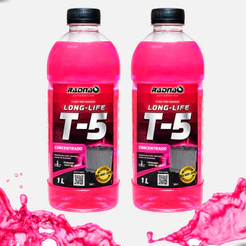 Kit 2 Fluido Para Radiador T-5 Rosa Long Life 1 Litro Radnaq Concentrado