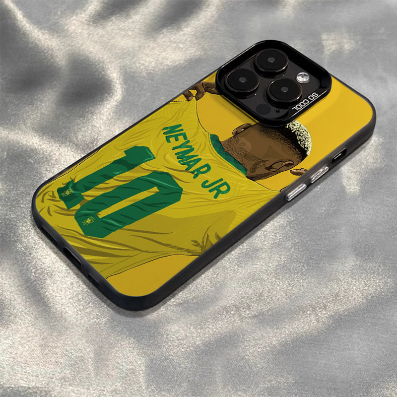 Capinha Camisa número 10 amarela e verde iPhone 17 11 12 13 15 14 16 Pro Max XR XS Max Capa TPU choque