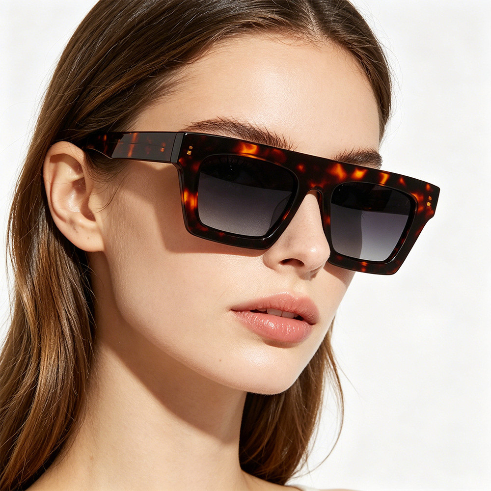 Moda europeia americana armação quadrada óculos de sol rua tiro All-Match Pin-In placa óculos influenciador na moda prot