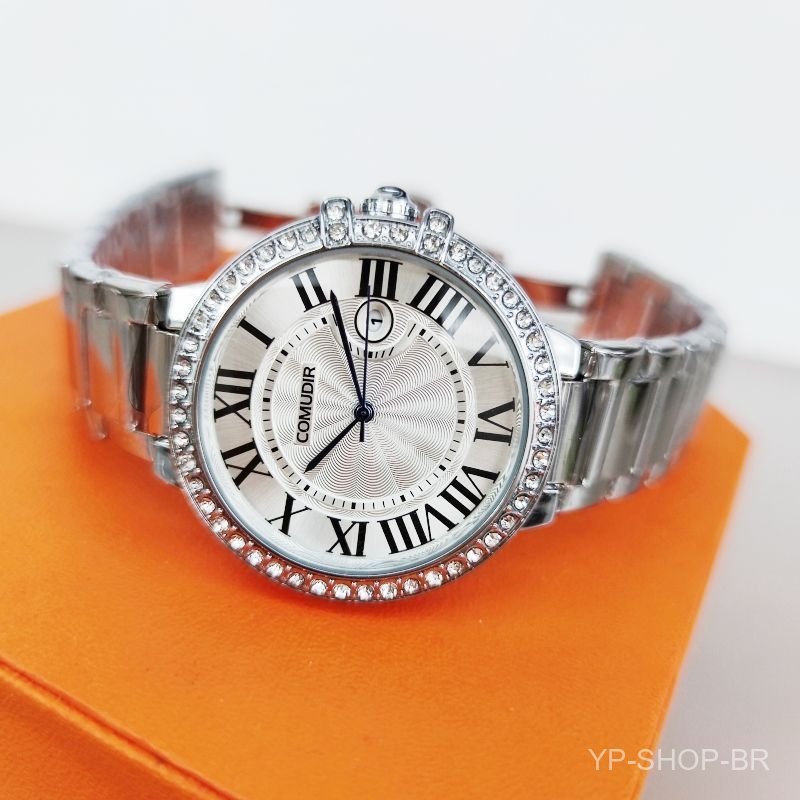 Relógio masculino, movimento totalmente automático, design mecânico esqueleto, mostrador cravejado de diamantes, mecânic