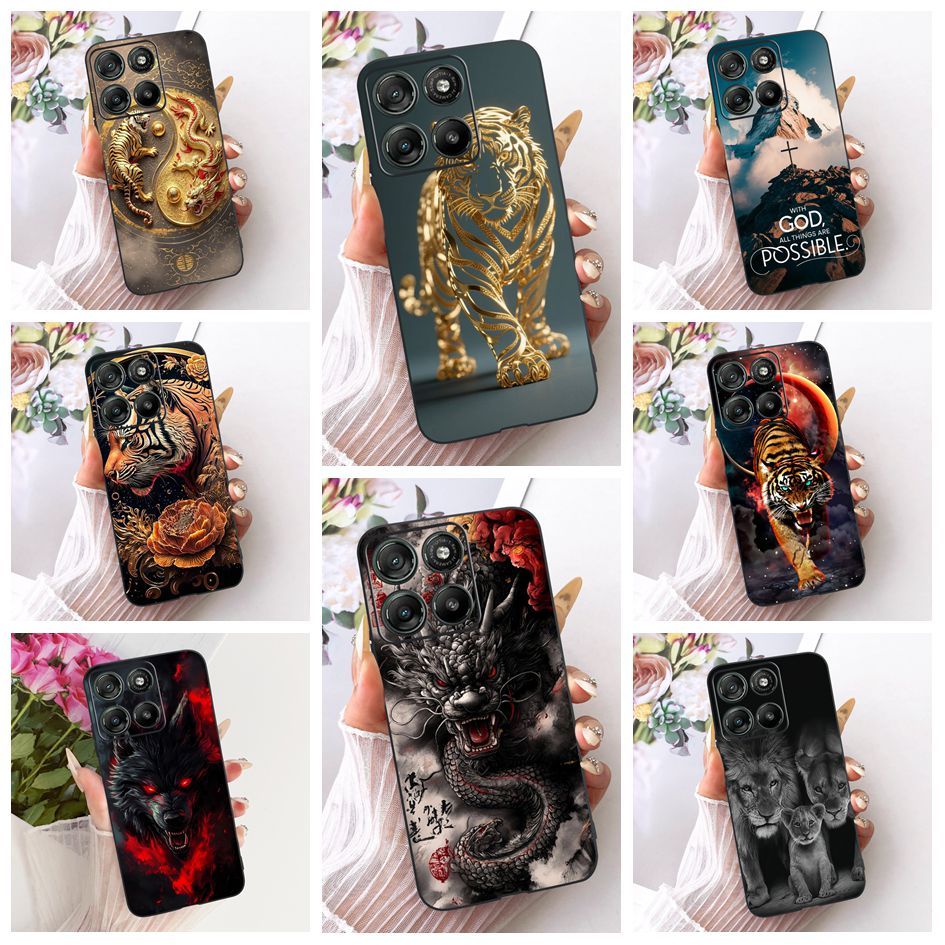 Para Motorola Moto G77 G67 Embalagem XT2621-4 XT2621-2 Legal Dragão Tigre Lobo Pintado Capa De Silicone Macio MotoG67 G5