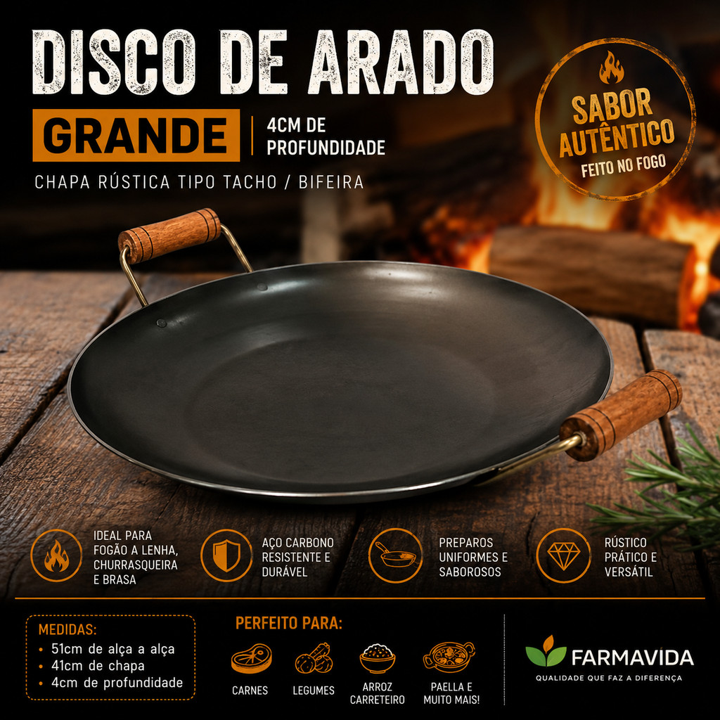 Disco de Arado Grande Chapa Tacho de Arado Frigideira