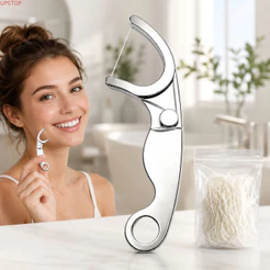Palheta De Fio Dental De Aço Inoxidável UPSTOP , Metal Portátil Recarregável , Transporte Reutilizável Com Você Palito