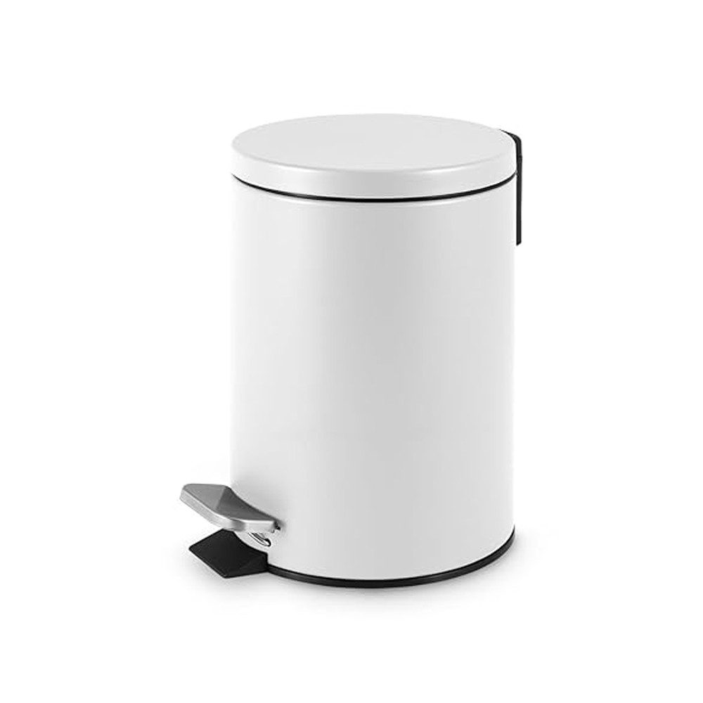 Lixeira Redonda 3L Branco Matte com Pedal Powermaid