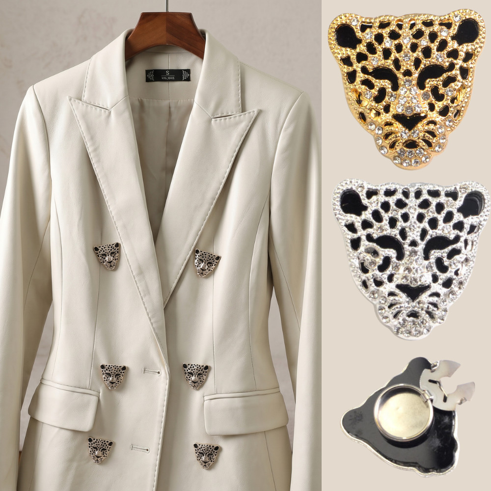 2 Pçs Botão de Pressão Capa de Botão Leopardo Strass Abotoadura Broche Enfeite Roupa Camisa
