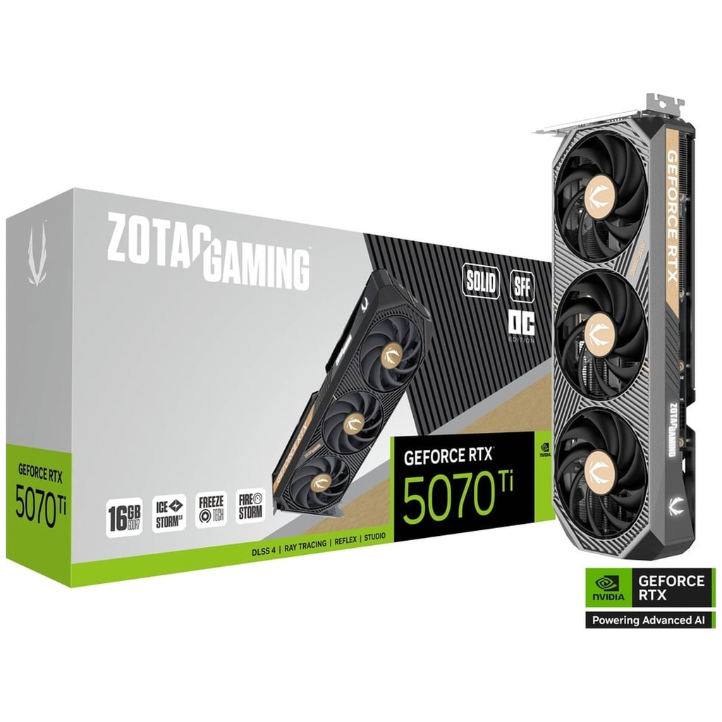 Placa de Video Zotac GeForce RTX 5070 Ti Gaming SOLID SFF OC, 16GB, GDDR7, 256-bit, ZT-B50710J3-10A