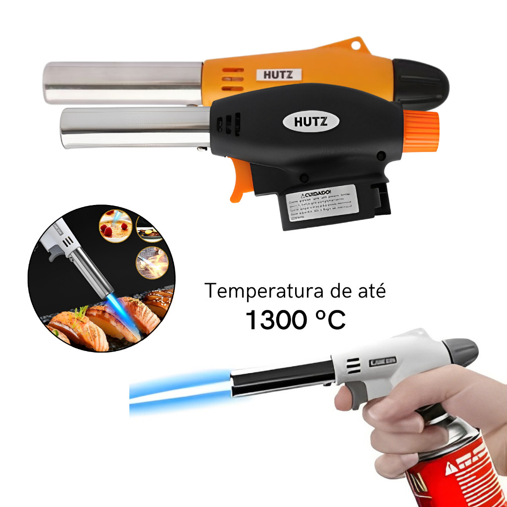 Maçarico Culinário Para Cozinha e Confeitaria aço inox 1300 graus Maçarico