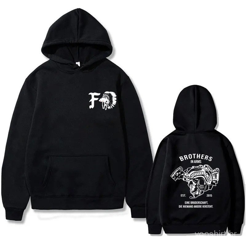 Forward Observations Group Hoodie Brothers in Arms Skeleton Graphic Pullover Hoodies Men Women Gothic Rock Oversized Str