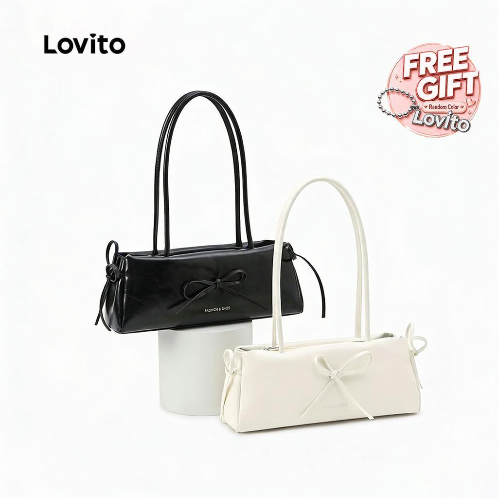 Lovito Bolsa De Ombro Pequena Casual Estilo Coreano Com Laço Preta Para Mulheres