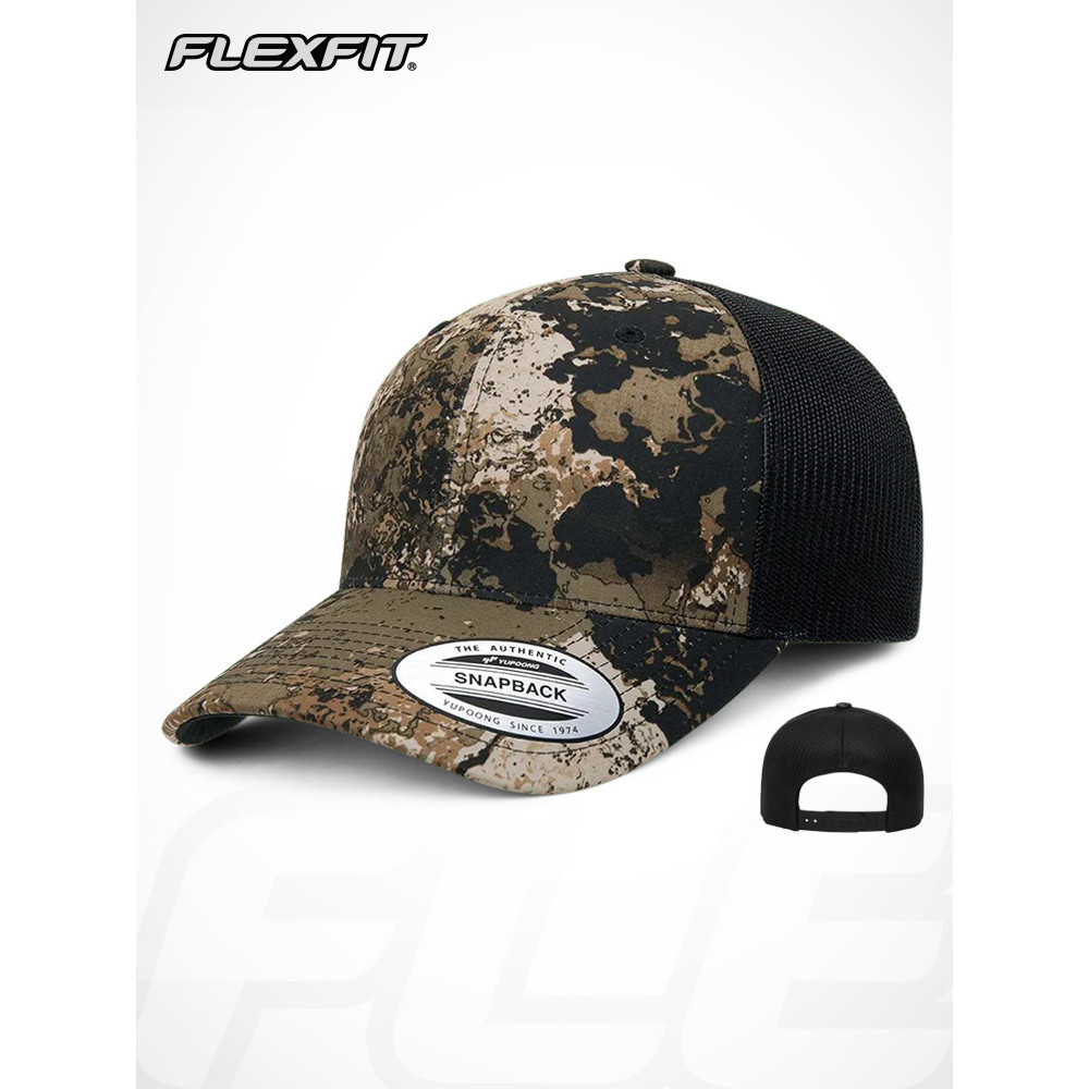 Boné de beisebol de malha camuflada FLEXFIT Véu Camo Trucker Cap Outdoor respirável protetor solar