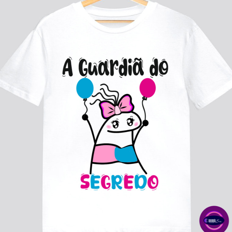 Camiseta Guardiã Do Segredo Flork Dinda Chá de Bebê Blusa Revelação