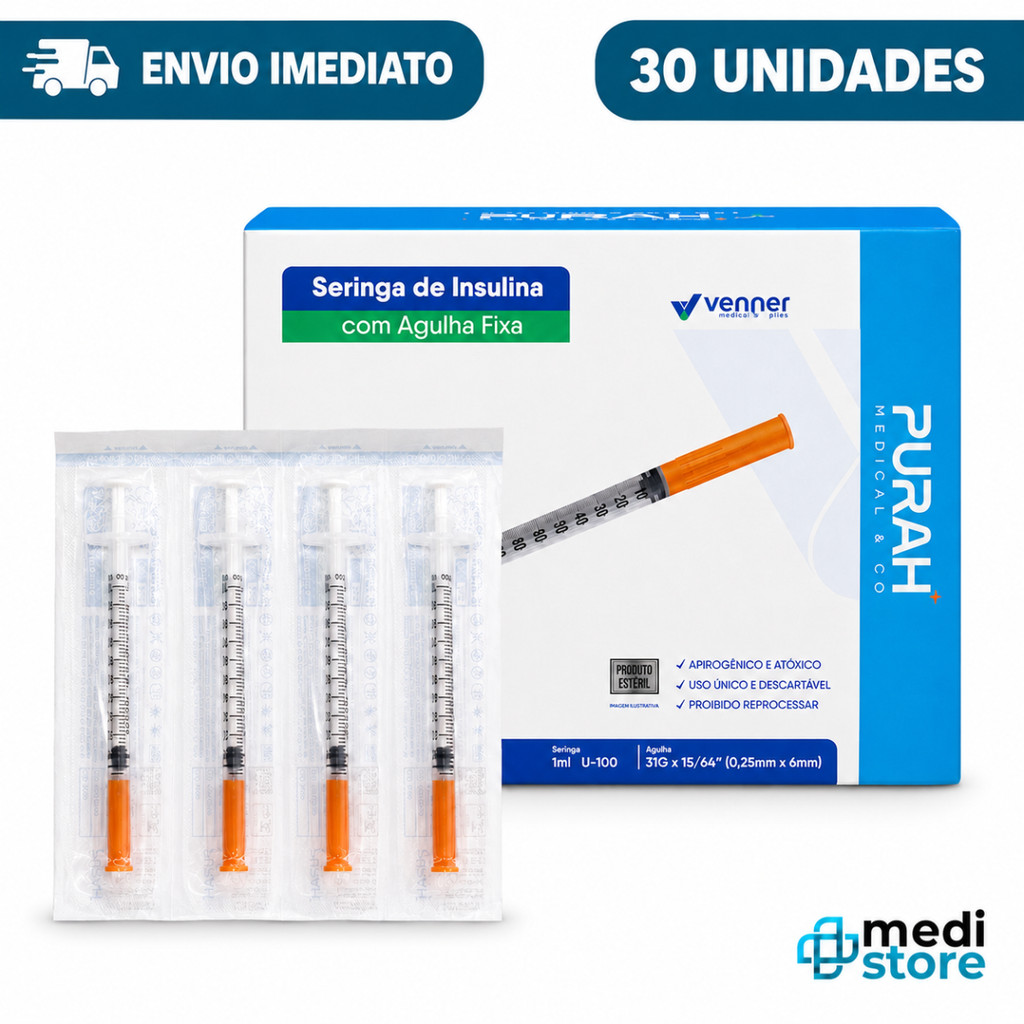 Kit 30 Seringa 1ML Agulha 06x0,25mm P/ Insulina Botox Venper Envio Imediato