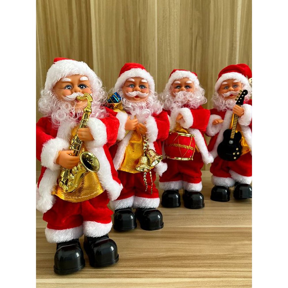 Natal crianças presentes dança elétrica cantando papai noel jogando saxofone boneca guitarra barba branca noel
