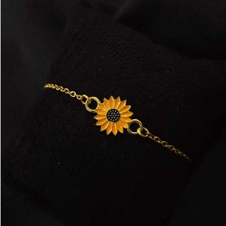 Pulseira De Girassol Corrente De Aço Inoxidável Estética Vintage Presente Fofo