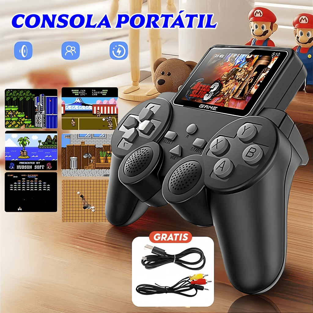Console Portátil S10 com Tela e 520 Jogos Clássicos Retrô FLUX