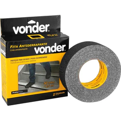 Fita Antiderrapante Preta 50mm x 15m Vonder para Escadas Pisos e Rampas
